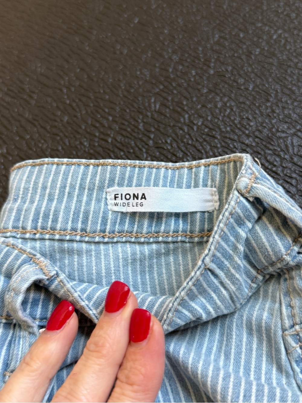 Dear John Fiona Wide Leg High-Waist Jeans in Light Blue Stripe 29 - Picture 6 of 8